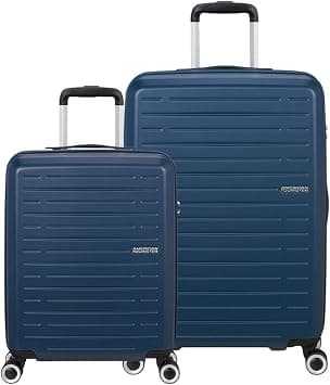 American Tourister Aerojoy 2Pcs Set (55/80 cm), 4 Wheels, Hard Top, ABS, Dark Blue|TSA Lock|Inner Mesh Zippered Divider|Cross Ribbons|Lightweight - 3 Years International Warranty on Amazon - Best Deal Finder