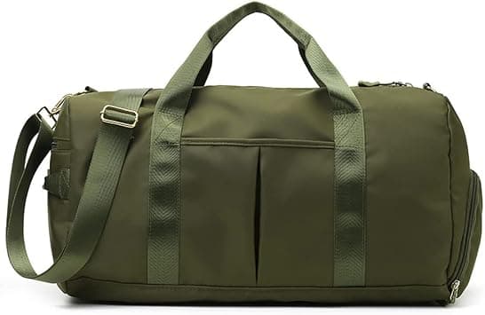 Small Gym Bag for Women and Men, Workout Bag for Sports and Weekend Getaway, Waterproof Dufflebag with Shoe and Wet Clothes Compartments, ArmyGreen on Amazon - Best Deal Finder