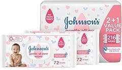 Johnson's Baby Wipes - Gentle All Over, 216 Total Count, Soft and Soothing Wipes for Delicate Skin, Fragrance-Free and Alcohol-Free, Dermatologically Tested, Suitable for Newborns and Toddlers - Amazon.ae Price Tracker