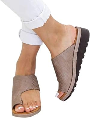 ZXTING Womens Bunion Sandals for Summer,Comfy Leather Bunion Corrector Platform Shoes for Big Toe Bone Correction,Light Weight Wedge Flip-Flop Slippers on Amazon.ae - Price Tracker