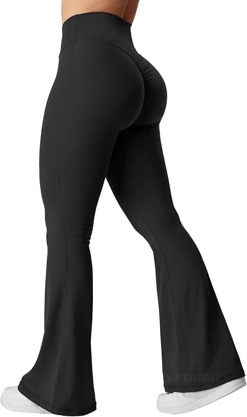 YEOREO Kalie Flare Scrunch Leggings for Women V Cross Waist Bell Bottom Yoga Pants Tummy Control Bootcut Workout Leggings on Amazon.ae - Price Tracker