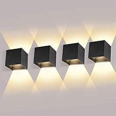 LED Outdoor Wall Mount Lights Exterior/Interior 4-Pack, Square Modern Wall Sconce Fixture Set, Up and Down Lights IP65 Outdoor Waterproof Lights, 12W Warm Light 3000K Outdoor Wall Sconce (Matte Black) - Amazon.ae Price Tracker