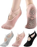 Non-Slip Yoga & Pilates Socks for Women, 3 Pairs Grip Socks with Sticky Bottom, Ideal for Barre, Ballet, Barefoot Workouts, Anti-Skid Socks for Stability & Comfort (Pink, Black, Grey) - Best Deal Finder