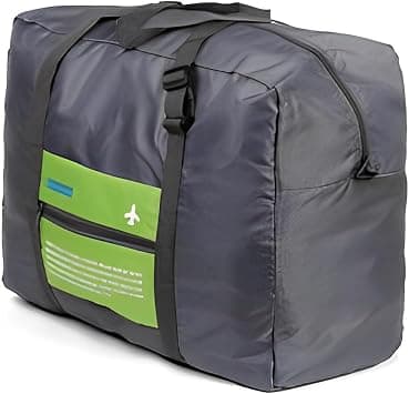 Foldable Travel Duffel Bag, 32 Liter Waterproof Lightweight Carry-on Bags, Nylon Cabin Hand Luggage, Gym Bag, Hospital Handbag, Airplane Suitcase Organizer for Overnight, Holiday, Shopping, Outing on Amazon - Best Deal Finder