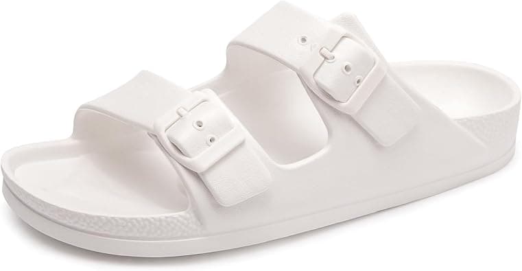 FUNKYMONKEY Women's Comfort Slides Double Buckle Adjustable EVA Flat Sandals على Amazon.ae - متتبع الأسعار