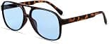 Freckles Mark Vintage Retro 70s Sunglasses for Women Men Classic Large Squared Aviator Frame UV400 Trendy Orange Glasses - Best Deal Finder