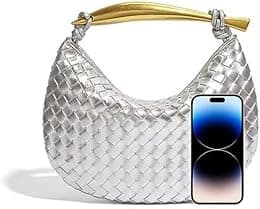Woven Leather Handbags for Women Fashion Designer Clutch Purse Dumpling Bag Cute Ladies Trendy Small Hobo Bag - Best Deal Finder