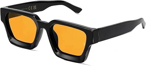 Retro Square Sunglasses for Men Women Trendy Thick Rectangle Chunky Frame Black Shades Fashion 90s Glasses on Amazon.ae - Price Tracker