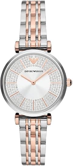Emporio Armani Watch for women, two-hand movement, 32 mm, 2T silver/rose stainless steel case with stainless steel strap, AR11537 - Amazon.ae Price Tracker