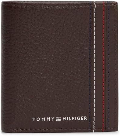 Tommy Hilfiger TH CENTRAL TRIFOILD Mens Cardholder, Coffee Bean, OS - Best Deal Finder
