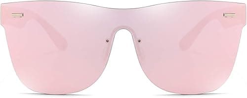 Dollger Trendy Mirrored Sunglasses for women men Rimless one piece colored lens reflective cool sunglasses on Amazon.ae - Price Tracker
