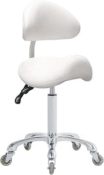 Antlu Saddle Stool Rolling Chair with Back Support,Esthetician Tattoo Dental Stool Chair,Lash Chairs for Eyelash Tech Massage Salon(White,with Backrest) - Amazon.ae Price Tracker