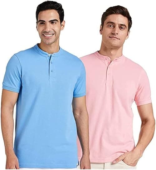 Amazon Brand - Symbol Men's Solid Henley Regular fit Polo (Pack of 2) (Henley-PO2) on Amazon.ae - Price Tracker