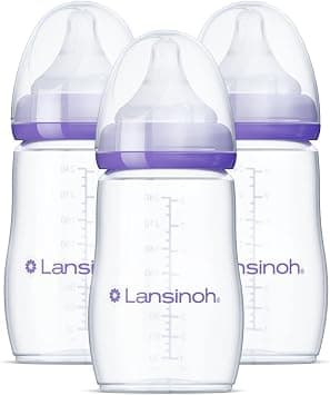 Lansinoh Baby Bottles for Breastfeeding Babies, 8 Ounces, 3 Count, Includes 3 Medium Flow (Size 3M) على Amazon.ae - متتبع الأسعار