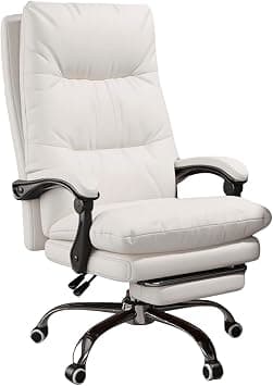 Office Chair with Footrest, Ergonomic Design, Adjustable Tilt Lock, Big and Tall PU Leather Executive Chair, Swivel Rolling Chair for Adult Working Study, Desk Chair Comfy for Home Office (white) on Amazon.ae - Price Tracker
