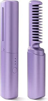 FITTO Mini Hair Straightener Brush – Portable Cordless Rechargeable with Negative Ions, 3 Temperature Settings, Good for All Hair Types, Quick Styling On-the-Go (Assorted Color) على Amazon.ae - متتبع الأسعار