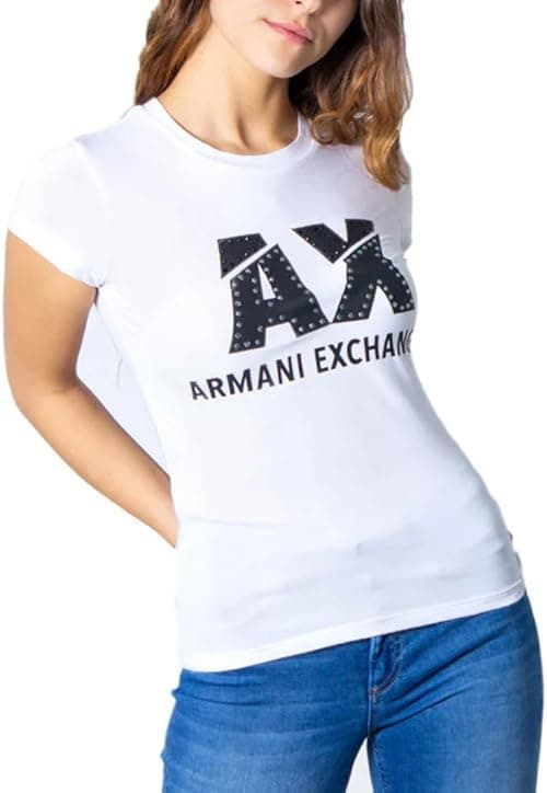 A|X Armani Exchange womens Studded Logo Slim Fit Scoop Neck Tee T-Shirt on Amazon.ae - Price Tracker