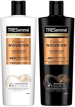 TRESEMME Shampoo, Coconut Nourish, 48h hydration lock* with coconut oil & aloe vera, 400ml + TRESEMME Conditioner, Coconut Nourish, 400ml on Amazon.ae - Price Tracker