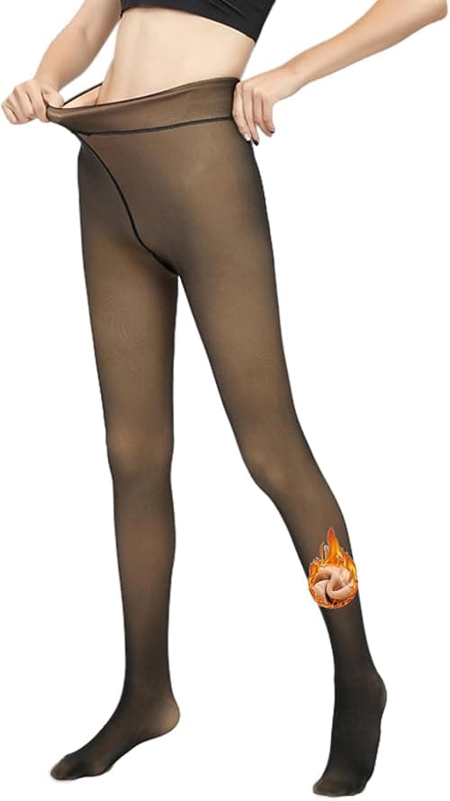 Women's Fleece Lined Thermal Pantyhose Translucent Opaque High Waisted Warm Sheer Tight, Thick - 200g, One Size, Black on Amazon.ae - Price Tracker