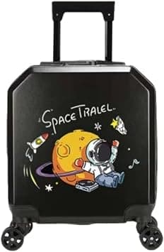 MOTIM Kids Luggage, Cartoon Pattern Rolling Trolley Case，Portable Children Suitcase with Wheel, Carry-On Travel (Black Astronaut, 20-inch) on Amazon - Best Deal Finder