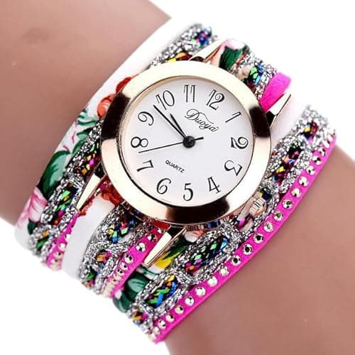 WatchAE - Тоρ Brand Luxury Watches Women Flower Popular Quartz Diamond Leather Bracelet Female Ladies Gemstone Dress Wrist watch on Amazon.ae - Price Tracker