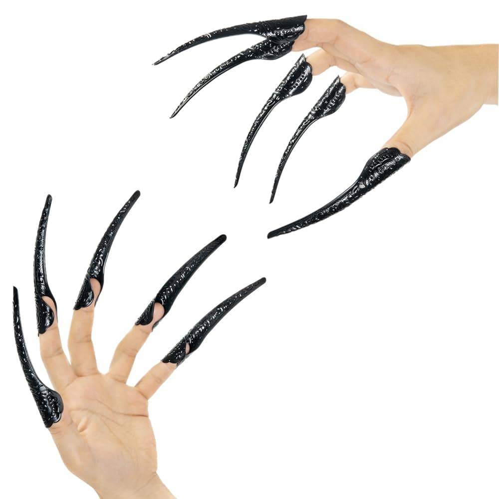 10 Pcs Long Finger Claws ,cuff design Adjustable Black Metal nail rings extension,Halloween articulated hands jewelry fingertip, Cool stuff scary vampire demon Cat Cosplay accessories women costume on Amazon.ae - Price Tracker