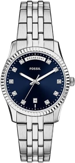 Fossil Scarlette Women's 34MM Silver-Tone Stainless Steel Watch, ES5457 - Best Deal Finder