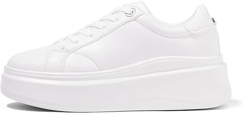 LUCKY STEP Women's Platform Fashion Sneakers Faux Leather Classic Tennis Shoes Low Top Casual Walking Shoes on Amazon.ae - Price Tracker