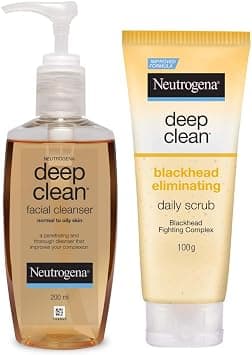 Neutrogena Deep Clean Facial Cleanser with Deep Clean Blackhead Eliminating Scrub, Brown, 300 ml (Pack of 2) - Best Deal Finder