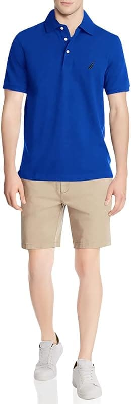 Nautica mens Short Sleeve Solid Stretch Cotton Pique Polo Shirt Polo Shirt - Best Deal Finder