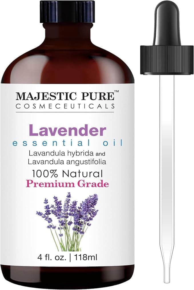 MAJESTIC PURE Lavender Essential Oil - Huge 118 ml with Glass Dropper | 100% Pure and Natural Lavender Oil | Premium Grade Essential Oils for Diffusers, Skin, Aromatherapy, Massage on Amazon.ae - Price Tracker