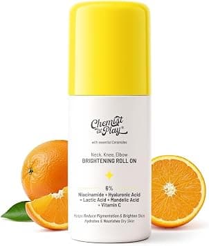 Chemist at Play Brightening & Whitening Roll On Serum For Neck, Knee & Elbow With 6% Vitamin C+ Hyaluronic Acid + AHAs + Niacinamide + Ceramides | Removes Pigmentation & Hydrates Dry Skin | 40ml on Amazon.ae - Price Tracker