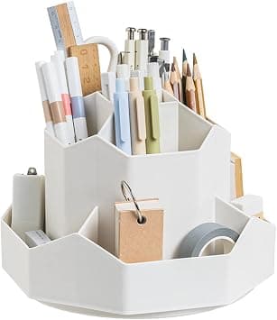 Rotating Art Supply Storage Organizer, 9-Compartment Pencil Holder, Pen Storage, Kids Art Desk, Homeschool Supplies, Home Office Desktop Organizer (White) - Amazon.ae Price Tracker