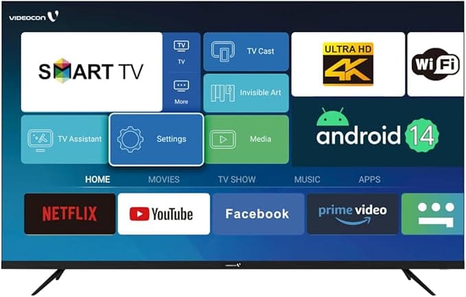 Videocon 40 Inch Edgeless Full HD Android 14 Smart TV Google Play, Netflix, YouTube, Shahid &amp; WiFi- E40EL1100, Black on Amazon.ae - Price Tracker