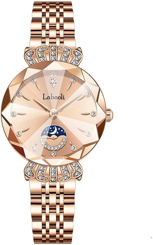 Watches for Women Rose Gold Stainless Ladies Female Fashion Luxury Diamond Dress Business Waterproof Quartz Girls Wife Gifts Crystal Blue Wrist Watch on Amazon.ae - Price Tracker