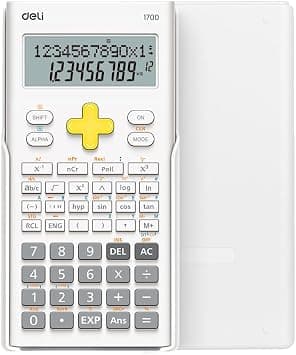 Deli E1700 Exam-Compliant with 240 Functions and Dual Line Display Scientific Calculator, White - Best Deal Finder
