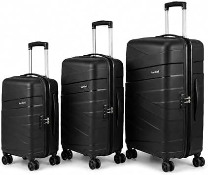 Kamiliant by American Tourister Ryker DW 3pc Set (55 + 68 + 79 cm), 4 Spinner Wheels, Hard Top, Polypropylene, Black|Combination Lock|Internal Divider Pad|Cross Ribbons - 3 Years Global Warranty on Amazon.ae - Price Tracker