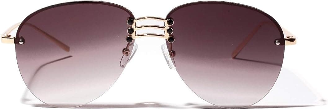 Borderless Colouration Fashion Half Frame Sunglasses UV Protection Dainty Frame Sunglasses for Women (Color : GREY) on Amazon.ae - Price Tracker