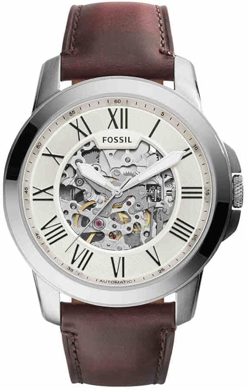 Fossil Watch for Men Grant, Mechanical Automatic Movement, 45 mm Silver Stainless Steel Case with a Leather Strap, ME3099 on Amazon.ae - Price Tracker