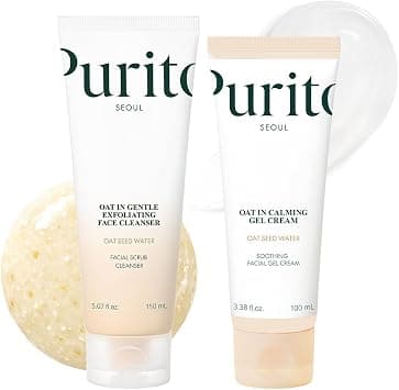 PURITO Oat Velvet Duo, Calming Gel Cream & Exfoliating Facial Polish, Non-comedogenic Formula, Moisturizer, Cleanser, Mild Korean Skincare for All Skin Types 3.38+5.07 fl.oz on Amazon.ae - Price Tracker
