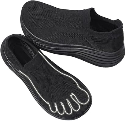 Men's Slip On Walking Shoes Wide Toe Box Orthopedic Style Sneakers, Breathable Mesh Rocker Bottom Thick Sole Cushion Comfort Shoes for Standing All Day on Amazon.ae - Price Tracker