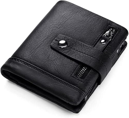 Overs Men's Genuine Bifold Wallet With RFID Blocking,Short Bifold Money Book with Removeable Coins Pocket (BLACK) on Amazon.ae - Price Tracker