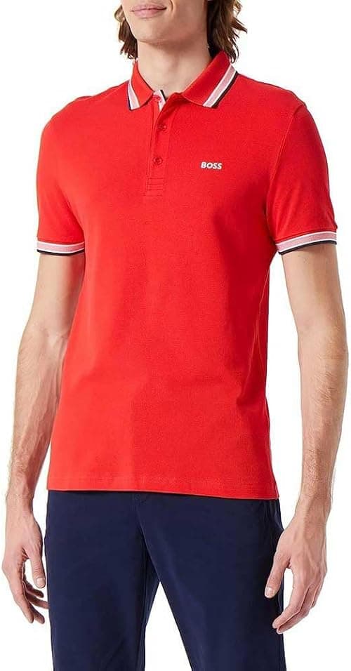 Boss Mens Paddy Organic-Cotton Polo Shirt With Contrast Logo Details on Amazon.ae - Price Tracker