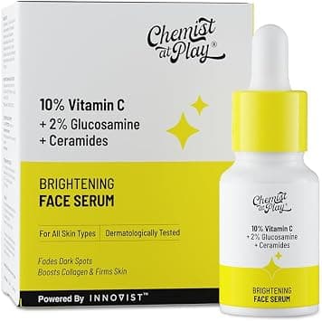 Chemist At Play 10% Vitamin C Face Serum | Brightens & Gives Glow | Fades Dark Spots | Treats Hyperpigmentation | Balances Melanin Production | Ethyl Ascorbic Acid & Glucosamine | For Oily 10ml on Amazon.ae - Price Tracker