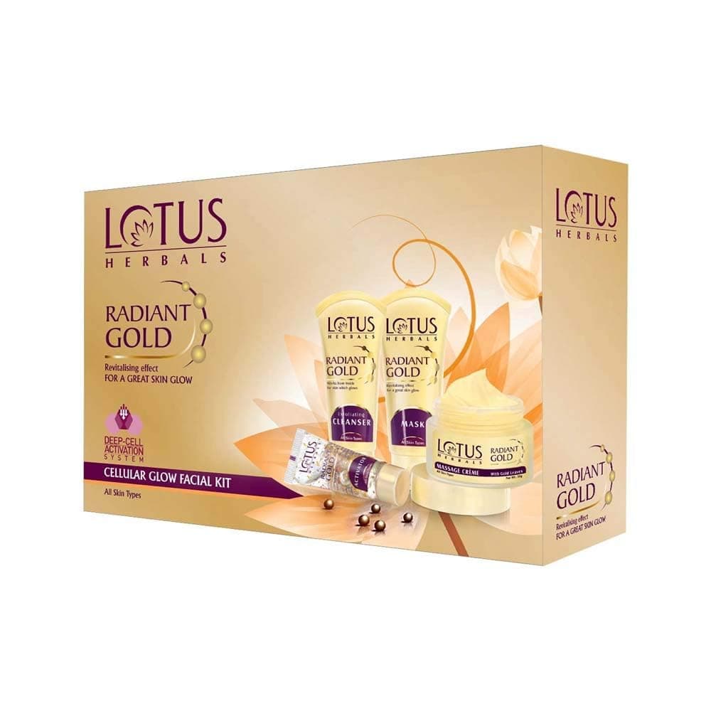 Lotus Herbals Radiant Gold Facial Kit for instant glow with 24K Pure Gold & Papaya,4 easy steps, 170g Multiple use, multi on Amazon.ae - Price Tracker