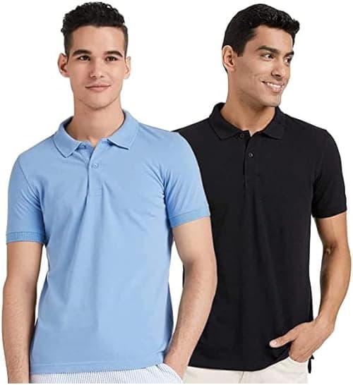 Amazon Brand - Symbol Men's Solid Regular Fit Half Sleeve Polo (Combo Pack of 2) on Amazon.ae - Price Tracker