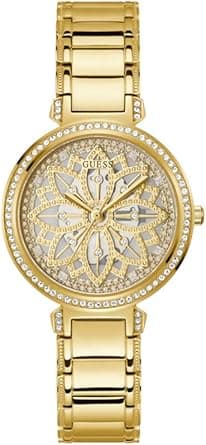 GUESS US Women's Gold-Tone Floral Cut-Through Analog Watch on Amazon.ae - Price Tracker
