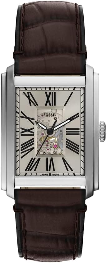 Fossil ME3272 Carraway Automatic Analogue Wrist Watch for Men, 30 mm Case Size, Silver/Brown on Amazon.ae - Price Tracker