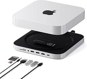 Satechi Mac Mini Hub & Stand with SSD Enclosure for NVME/SATA M.2, Dock with USB-C 10Gbps, 3 USB-A 5/10Gbps, 2.0 Audio Jack, for Mac mini M2/M1 (Does not support M4), Studio M4/M3/M2/M1 – Silver - Amazon.ae Price Tracker