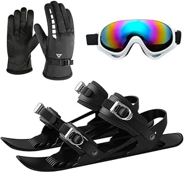 Mini Short Ski Skates Set, Mini Ski Skates with Gloves & Goggles, Winter Outdoor Skiing, Mini Sled Snowboard Sled Shoes, Portable Snowblades Skis Shoes, Adjustable Short Snowskates Skiboards على Amazon.ae - متتبع الأسعار